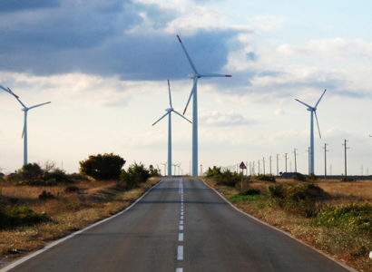 Road to onshore wind farm