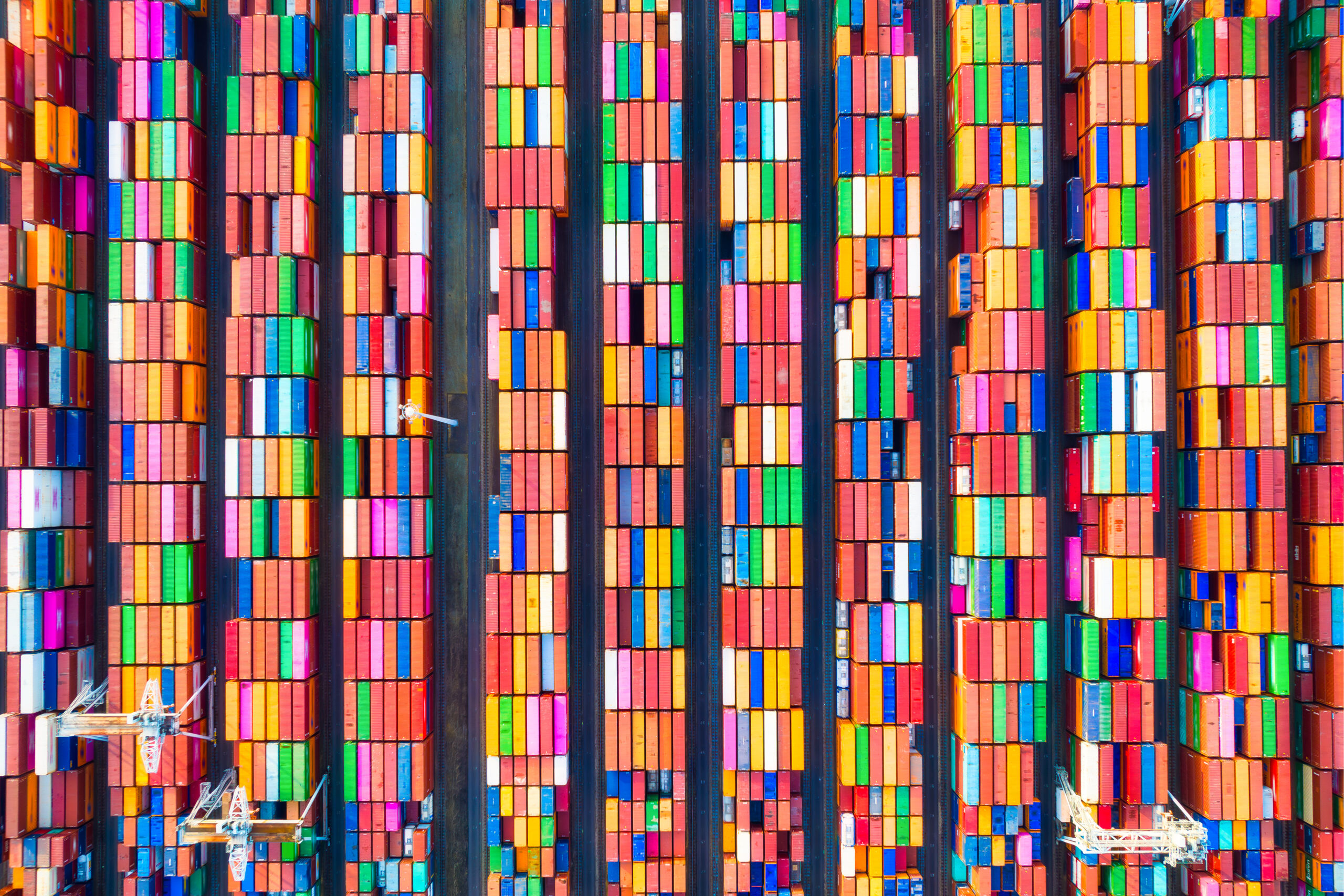 Containers waiting in port