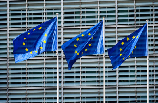 EU flags in front of European Commission
